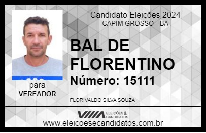 Candidato BAL DE FLORENTINO 2024 - CAPIM GROSSO - Eleições