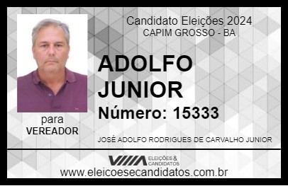 Candidato ADOLFO JUNIOR 2024 - CAPIM GROSSO - Eleições