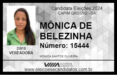 Candidato MÔNICA DE BELEZINHA 2024 - CAPIM GROSSO - Eleições