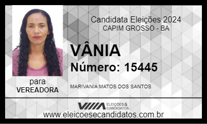 Candidato VÂNIA 2024 - CAPIM GROSSO - Eleições