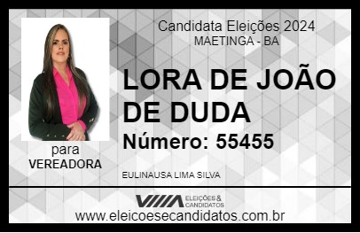 Candidato LORA DE JOÃO DE DUDA 2024 - MAETINGA - Eleições