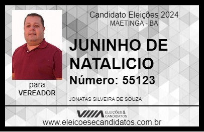 Candidato JUNINHO DE NATALICIO 2024 - MAETINGA - Eleições