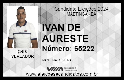 Candidato IVAN DE AURESTE 2024 - MAETINGA - Eleições