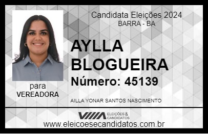 Candidato AYLLA BLOGUEIRA 2024 - BARRA - Eleições