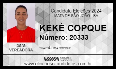 Candidato KEKÉ COPQUE 2024 - MATA DE SÃO JOÃO - Eleições