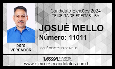 Candidato JOSUÉ MELLO 2024 - TEIXEIRA DE FREITAS - Eleições