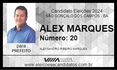 Candidato ALEX MARQUES 2024 - SÃO GONÇALO DOS CAMPOS - Eleições