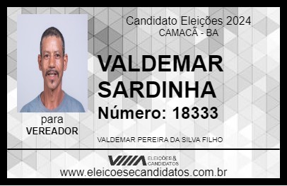 Candidato VALDEMAR SARDINHA 2024 - CAMACÃ - Eleições