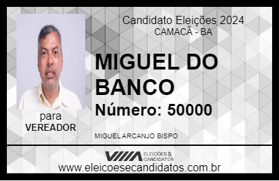 Candidato MIGUEL DO BANCO 2024 - CAMACÃ - Eleições