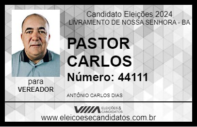 Candidato PASTOR CARLOS 2024 - LIVRAMENTO DE NOSSA SENHORA - Eleições