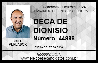 Candidato DECA DE DIONISIO 2024 - LIVRAMENTO DE NOSSA SENHORA - Eleições