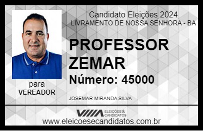 Candidato PROFESSOR ZEMAR 2024 - LIVRAMENTO DE NOSSA SENHORA - Eleições