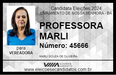 Candidato PROFESSORA MARLI 2024 - LIVRAMENTO DE NOSSA SENHORA - Eleições