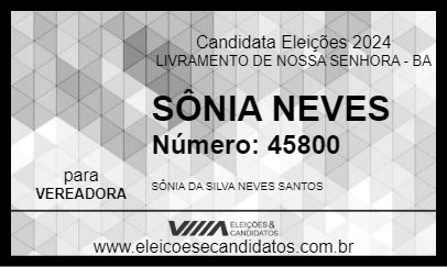 Candidato SÔNIA NEVES 2024 - LIVRAMENTO DE NOSSA SENHORA - Eleições