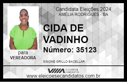 Candidato CIDA DE VADINHO 2024 - AMÉLIA RODRIGUES - Eleições