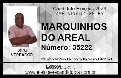 Candidato MARQUINHOS DO AREAL 2024 - AMÉLIA RODRIGUES - Eleições