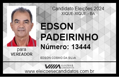 Candidato EDSON PADEIRINHO 2024 - XIQUE-XIQUE - Eleições