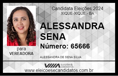 Candidato ALESSANDRA SENA 2024 - XIQUE-XIQUE - Eleições