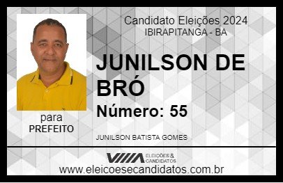 Candidato JUNILSON DE BORÓ 2024 - IBIRAPITANGA - Eleições