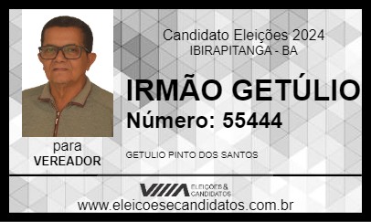 Candidato IRMÃO GETÚLIO 2024 - IBIRAPITANGA - Eleições