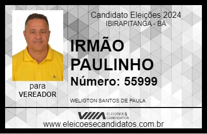 Candidato IRMÃO PAULINHO 2024 - IBIRAPITANGA - Eleições