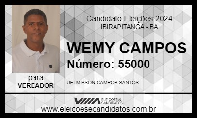 Candidato WEMY CAMPOS 2024 - IBIRAPITANGA - Eleições