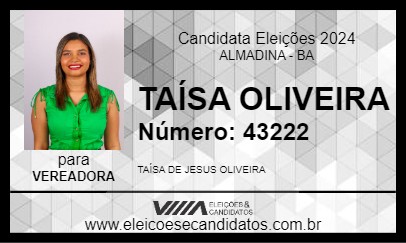 Candidato TAÍSA OLIVEIRA 2024 - ALMADINA - Eleições