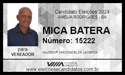 Candidato MICA BATERA 2024 - AMÉLIA RODRIGUES - Eleições