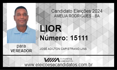 Candidato LIOR 2024 - AMÉLIA RODRIGUES - Eleições