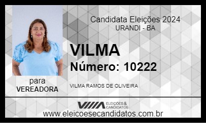 Candidato VILMA 2024 - URANDI - Eleições