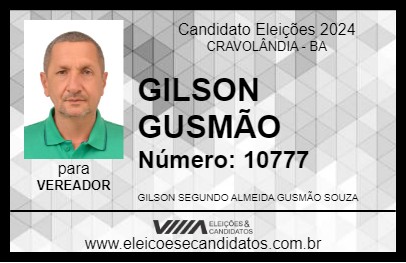 Candidato GILSON GUSMÃO 2024 - CRAVOLÂNDIA - Eleições