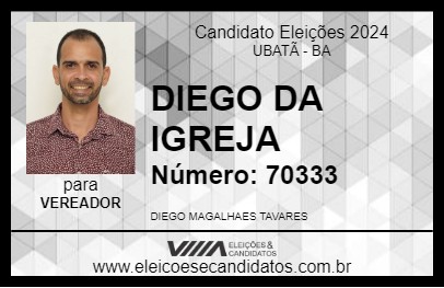 Candidato DIEGO DA IGREJA 2024 - UBATÃ - Eleições