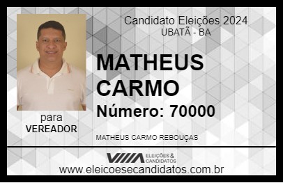 Candidato MATHEUS CARMO 2024 - UBATÃ - Eleições