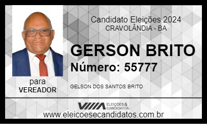 Candidato GELSON BRITO 2024 - CRAVOLÂNDIA - Eleições