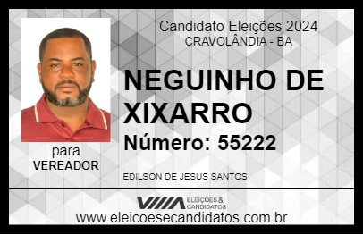 Candidato NEGUINHO DE XIXARRO 2024 - CRAVOLÂNDIA - Eleições