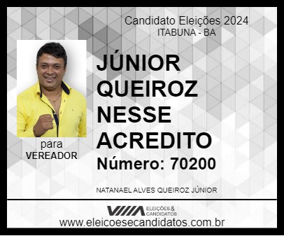 Candidato JÚNIOR QUEIROZ NESSE ACREDITO 2024 - ITABUNA - Eleições