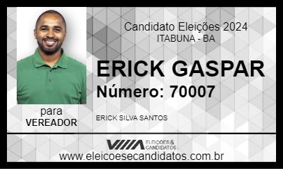 Candidato ERICK GASPAR 2024 - ITABUNA - Eleições