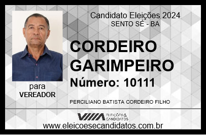 Candidato CORDEIRO GARIMPEIRO 2024 - SENTO SÉ - Eleições