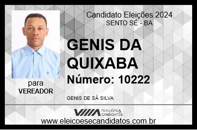 Candidato GENIS DA QUIXABA 2024 - SENTO SÉ - Eleições