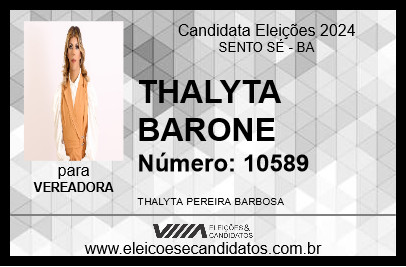 Candidato THALYTA BARONE 2024 - SENTO SÉ - Eleições