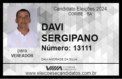 Candidato DAVI SERGIPANO 2024 - CORIBE - Eleições