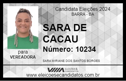 Candidato SARA DE CACAU 2024 - BARRA - Eleições