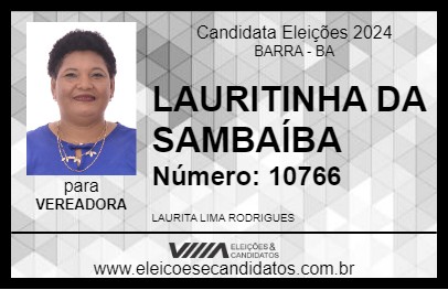 Candidato LAURITINHA DA SAMBAÍBA 2024 - BARRA - Eleições