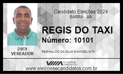 Candidato REGIS DO TAXI 2024 - BARRA - Eleições