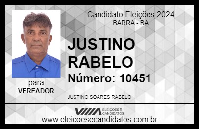 Candidato JUSTINO RABELO 2024 - BARRA - Eleições