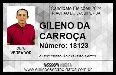 Candidato GILENO DA CARROÇA 2024 - RIACHÃO DO JACUÍPE - Eleições