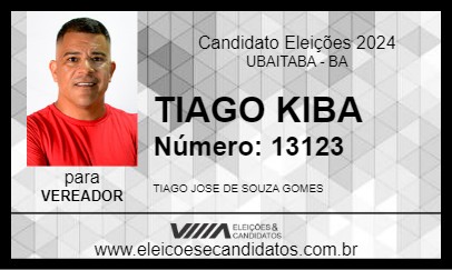 Candidato TIAGO KIBA 2024 - UBAITABA - Eleições