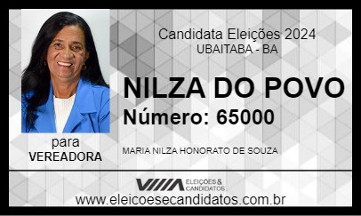 Candidato NILZA DO POVO 2024 - UBAITABA - Eleições