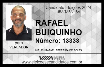 Candidato RAFAEL BUIQUINHO 2024 - UBAITABA - Eleições