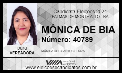 Candidato MÔNICA DE BIA 2024 - PALMAS DE MONTE ALTO - Eleições